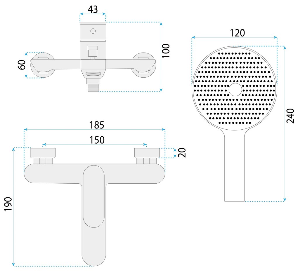Baterie cadă REA DROP Brush Gold