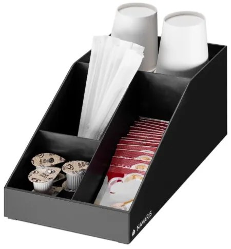 Organizator pentru cafea si ceai Navaris cu 4 compartimente, Negru, 55854.01