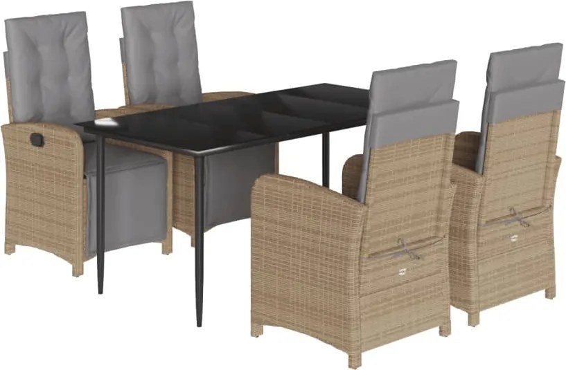 vidaXL Set mobilier de grădină cu perne, 5 piese, bej, poliratan
