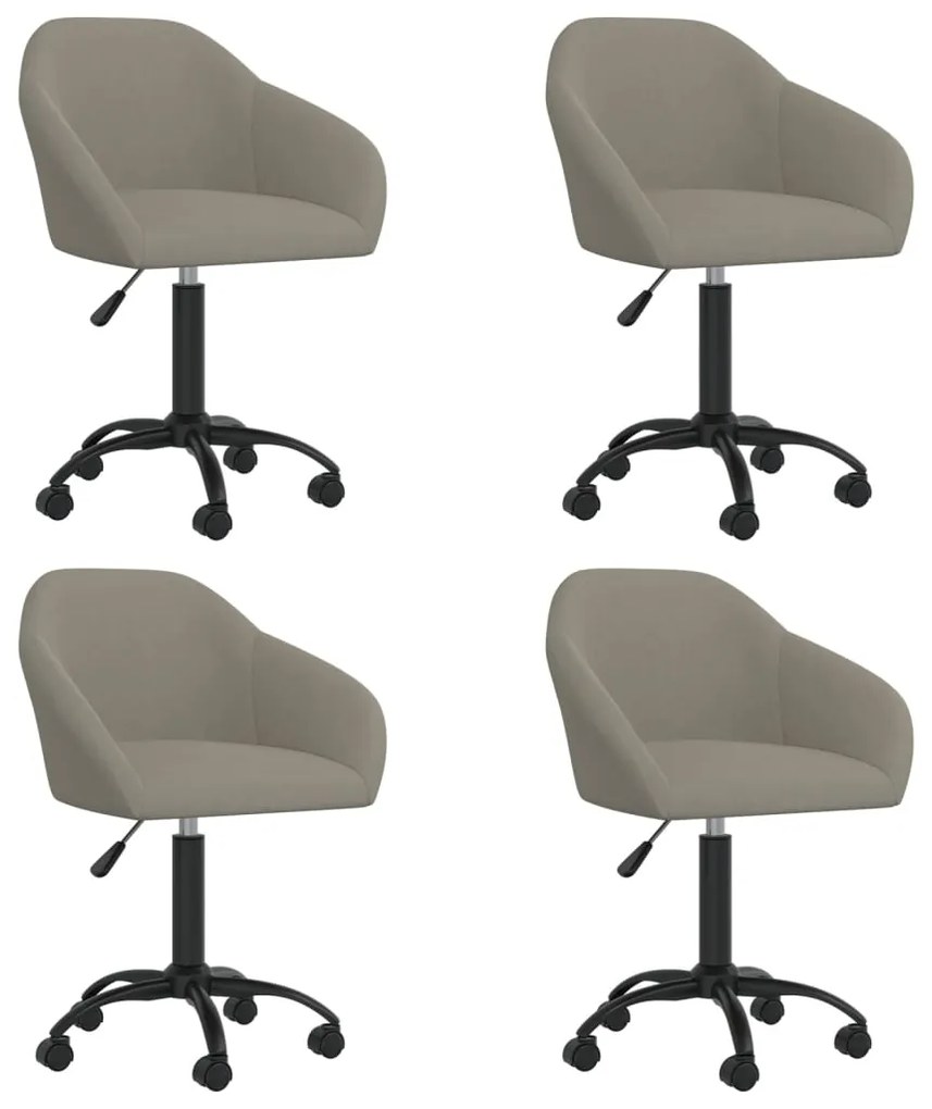 3089639 vidaXL Scaune de masă pivotante, 4 buc., gri deschis, catifea