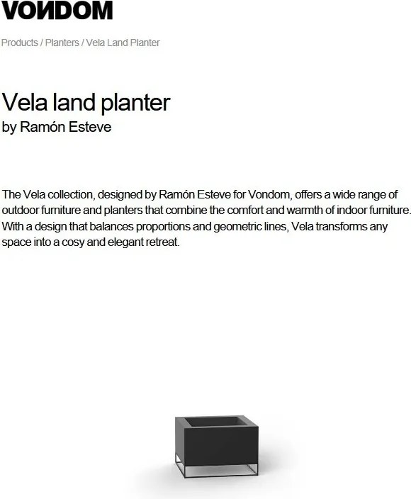 Ghiveci plante / Jardiniera de flori design decorativ modern pentru amenajari interioare si exterioare, VELA LAND PLANTER 54037R Vondom