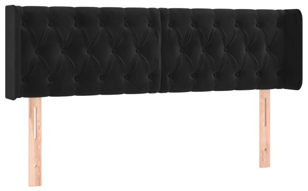 3119160 vidaXL Tăblie de pat cu aripioare negru 163x16x78/88 cm catifea