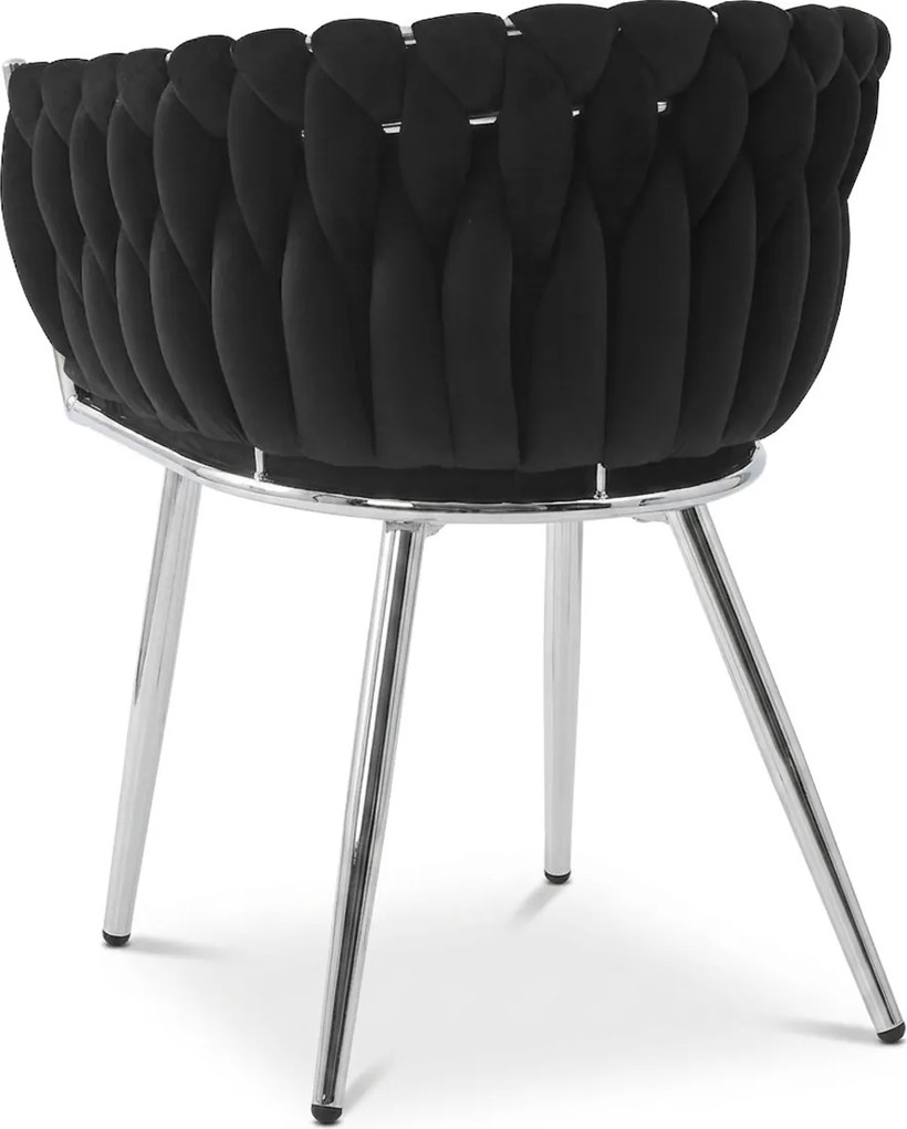 Scaun de masa din catifea ORION VELVET cu picioare argintii, negru