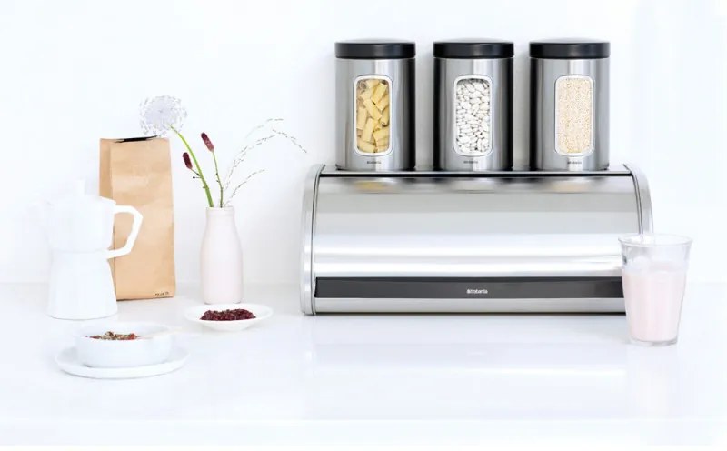 Cutie pentru paine Brabantia Roll Top 646890, 16 L, 44.5x26 cm, Constructie usoara si robusta, Inox/Mat