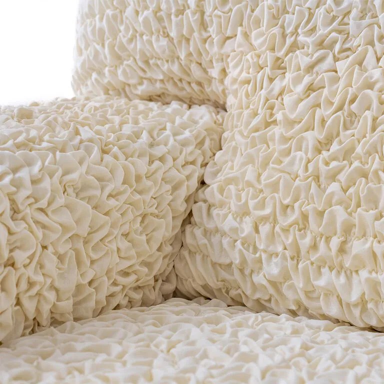 Huse bielastice FUCO bumbac bio smântânii fotoliu triplu (l. 170 - 220 cm)