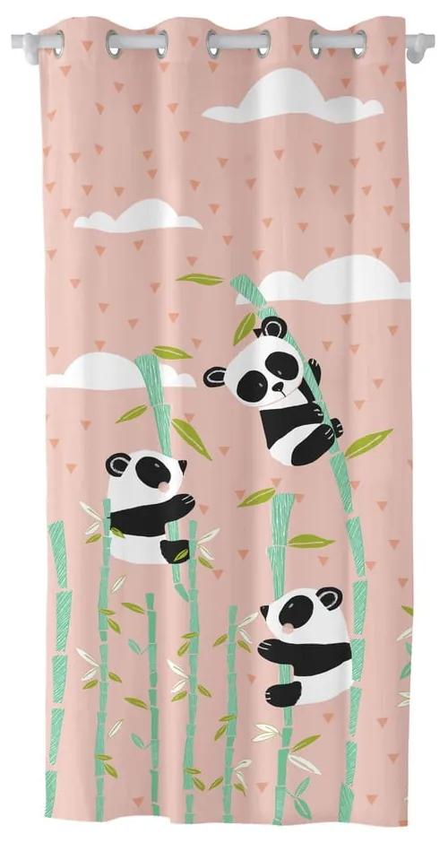 Draperie din bumbac pentru copii Moshi Moshi Panda Garden, 140 x 265 cm, roz