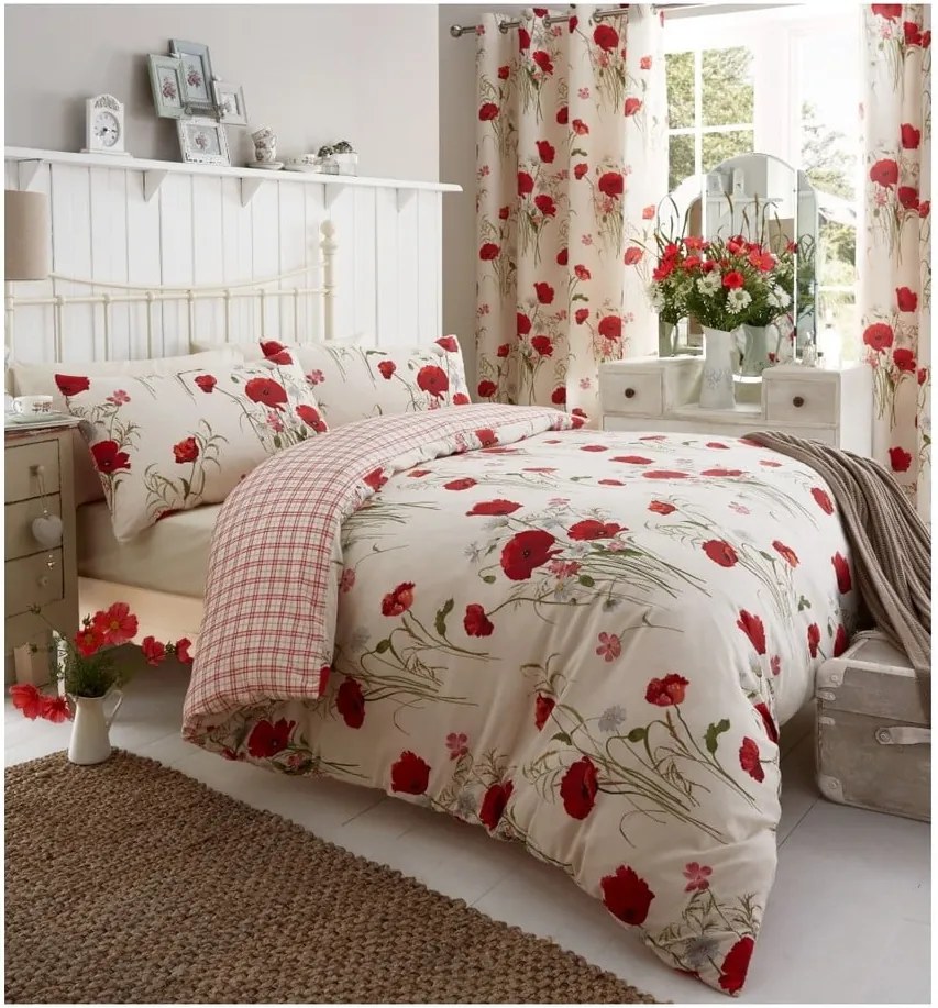 Lenjerie de pat Catherine Lansfield Wild Poppies, 200 x 200 cm
