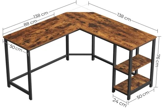 Birou colțar SOLEA maro/negru