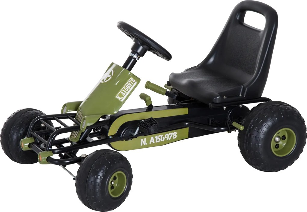 Homcom Go-Kart per Bambini a Pedali, Verde e Nero