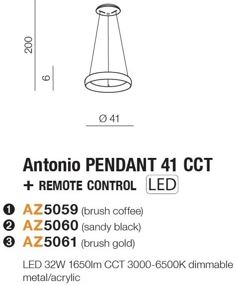 Lustra LED cu telecomanda design circular ANTONIO 41 CCT GO