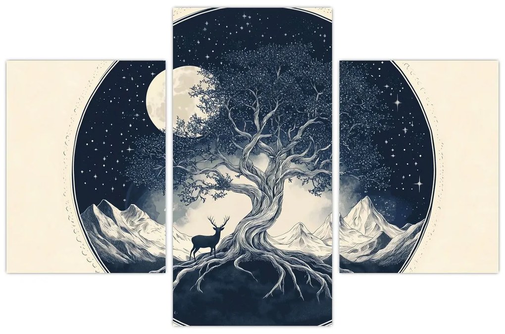 Tablou – Arbore magic cu cerb I. (90x60 cm)