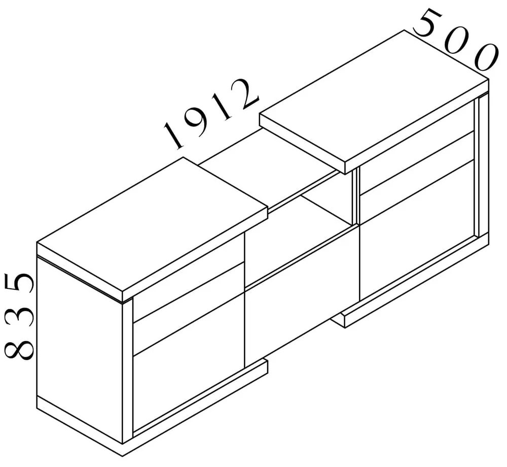 Dulap jos Lineart 191,2 x 50 x 83,5 cm, ulm deschis / alb