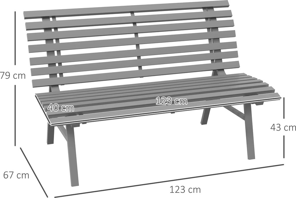 Outsunny Bancă pentru Grădină, Banca de Exterior pentru Terasă cu Șezut și Spătar cu Lamele, 123x67x79 cm, Verde | Aosom Romania
