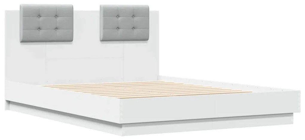 3209947 vidaXL Cadru de pat cu tăblie, alb, 140x190 cm, lemn prelucrat