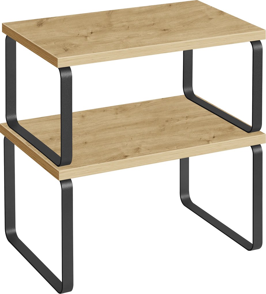 Set 2 etajere de bucatarie MARZO, stejar artisan/neagra