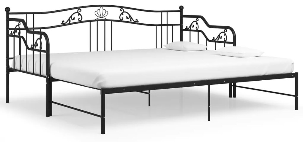 Cadru pat canapea extensibila, negru, 90x200 cm, metal Negru