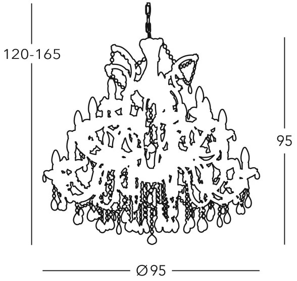 Lustră de cristal pe lanț VALERIE 30xE14/40W/230V Kolarz 960.812+12+6