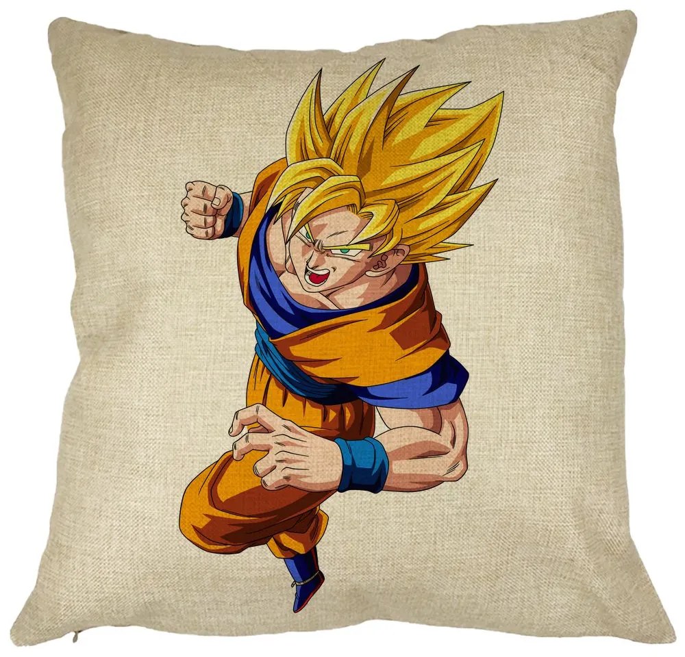 Perna Decorativa cu Goku Angry, 40x40 cm, Husa Detasabila, Burduf