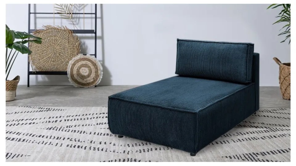 Modul pentru canapea albastru închis cu tapițerie din catifea reiată (cu colț variabil) Nihad modular – Bobochic Paris