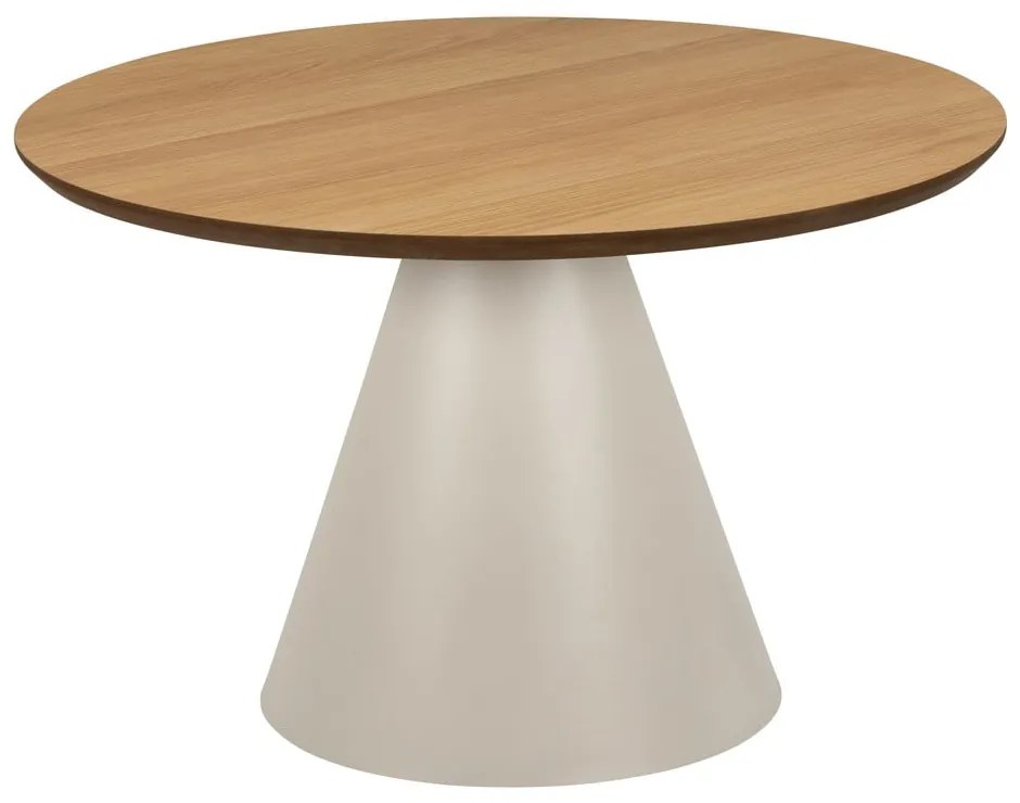 Măsuță de cafea crem/în culoare naturală rotundă cu blat cu aspect de lemn de stejar ø 65 cm Soli – Actona
