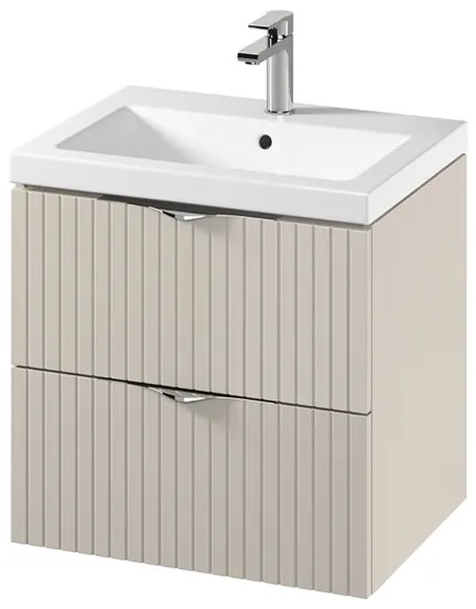 Set dulap baie suspendat 2 sertare lavoar inclus, 60 cm, casmir mat, MDF, Cersanit Tirso 600x450 mm, Casmir mat