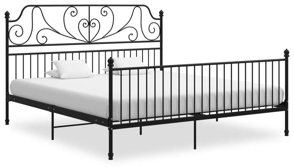 324856 vidaXL Cadru de pat, negru, 180x200 cm, metal și placaj