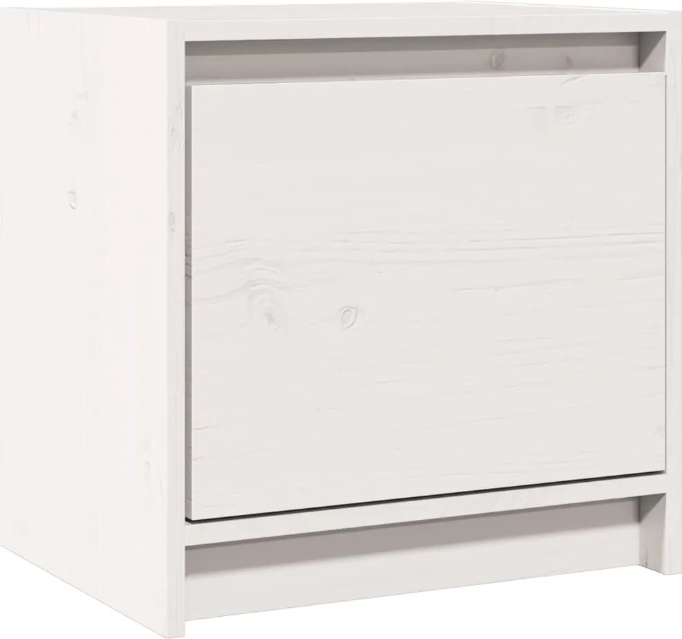 vidaXL Noptieră, alb, 40x30,5x40 cm, lemn masiv de pin