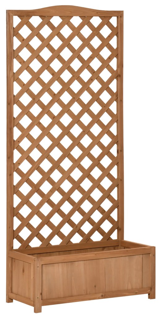 Outsunny Jardiniera Verticala din Lemn, Jardiniera de Exterior cu Spalier pentru Plante 76x36x170cm, Maro | Aosom Romania