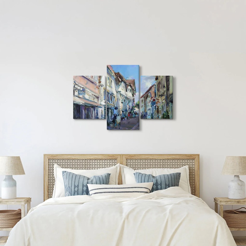 Tablou - Strada orașului vechi, pictură acrilică (90x60 cm)