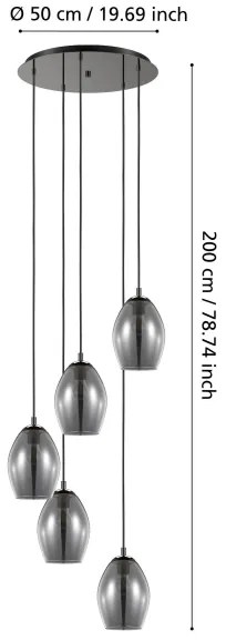 Lustră pe cablu ESTANYS 5xE27/60W/230V Eglo 39567