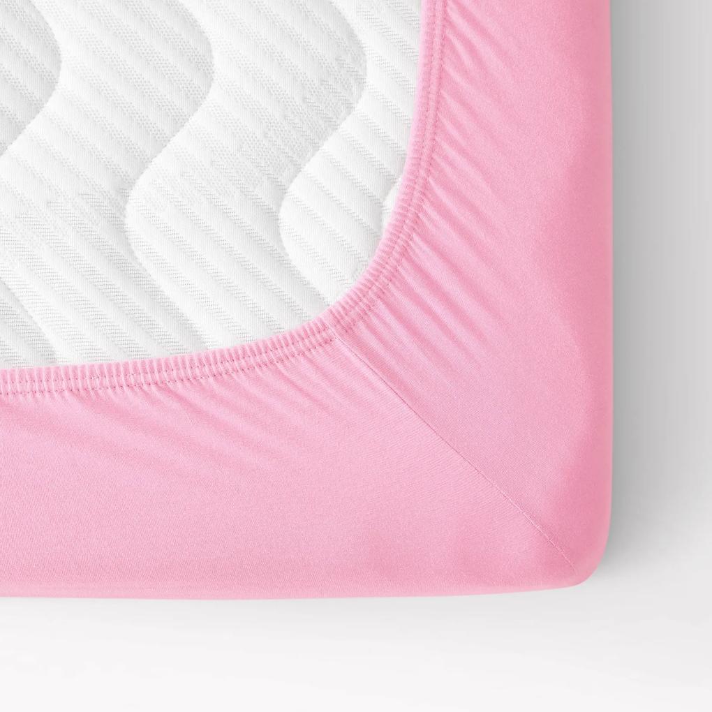 Goldea cearceaf de pat jersey cu elastic - roz 180 x 200 cm