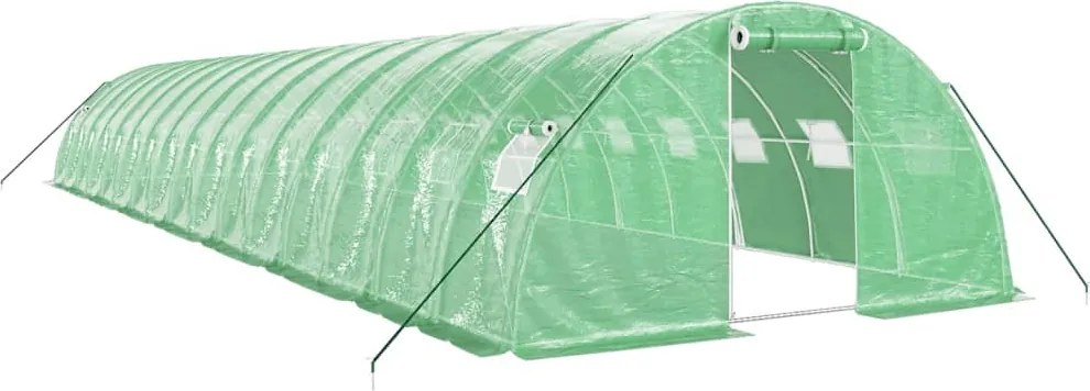 vidaXL Seră cu cadru din oțel, verde, 64 m², 16x4x2 m