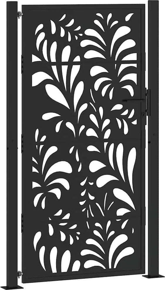 vidaXL Poartă de grădină neagră 100x175 cm, model ondulat din oțel