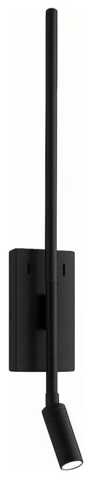 Aplică LED de perete TORCH, 6W/230V + 3W LED, negru