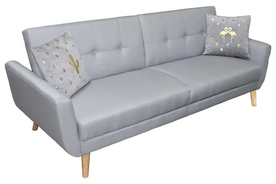 Canapea extensibila Scandi, 3 locuri, material textil, gri deschis