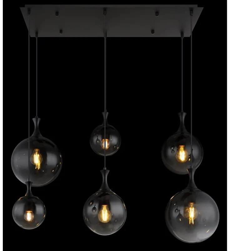 Lustra suspendata design modern DALTON 6L negru/fumuriu