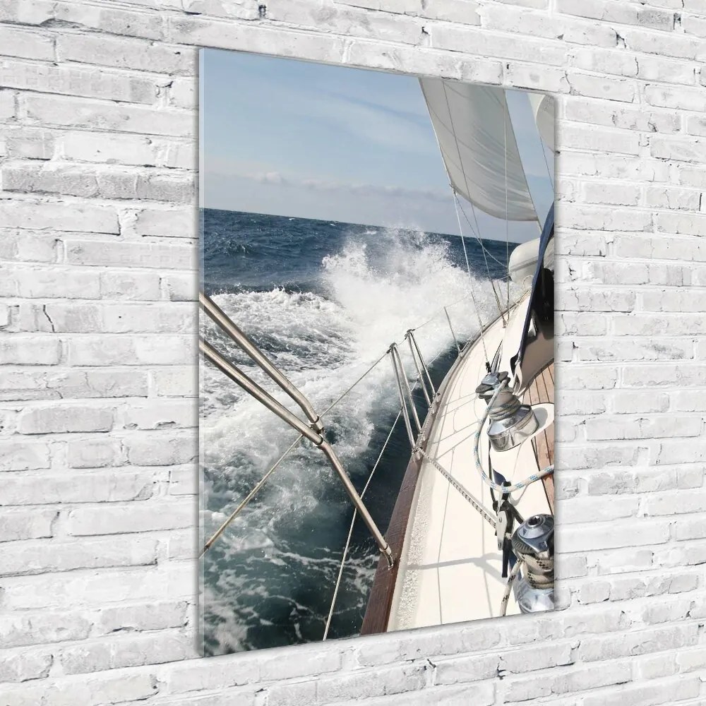 Fotografie imprimată pe sticlă Yacht pe mare