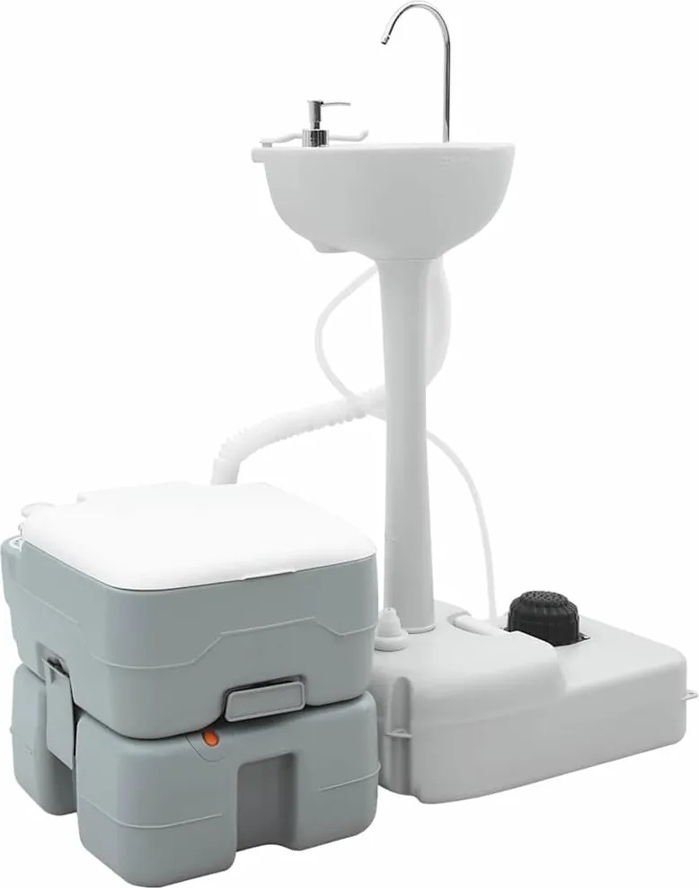 vidaXL Set de Toaletă pentru Camping 2 pcs Gri 50,5 x 33 x 103 cm
