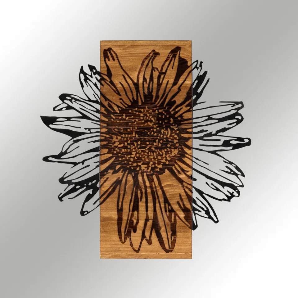 Accesoriu Decorativ de Perete Daisy, Metal / Lemn