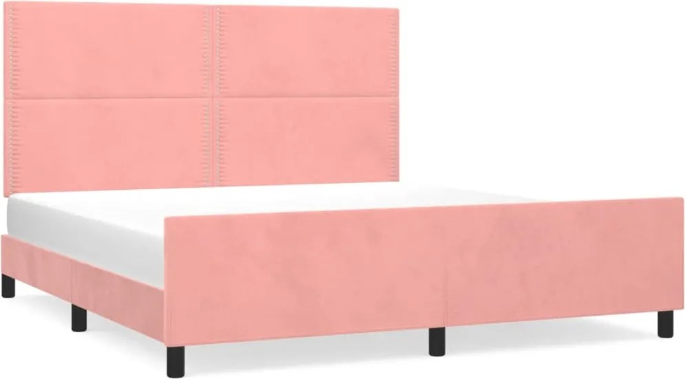 vidaXL Cadru de pat cu tăblie, roz, 160x200 cm, catifea