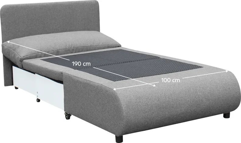 Fotoliu extensibil cu spaţiu de depozitare, gri, FLIK