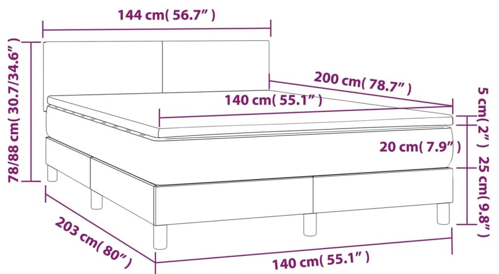 Pat cu arcuri, saltea si LED, gri inchis, 140x200 cm, catifea Verde inchis, 140 x 200 cm, Design simplu