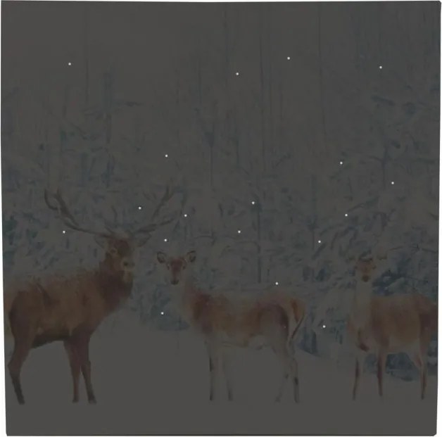 Pictură pe perete Cerbi în pădure, LED cu cronometru, 40 x 4