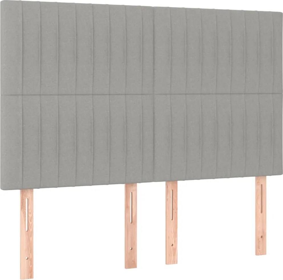 vidaXL Tăblie de pat gri deschis 144x5x118/128 cm, material textil