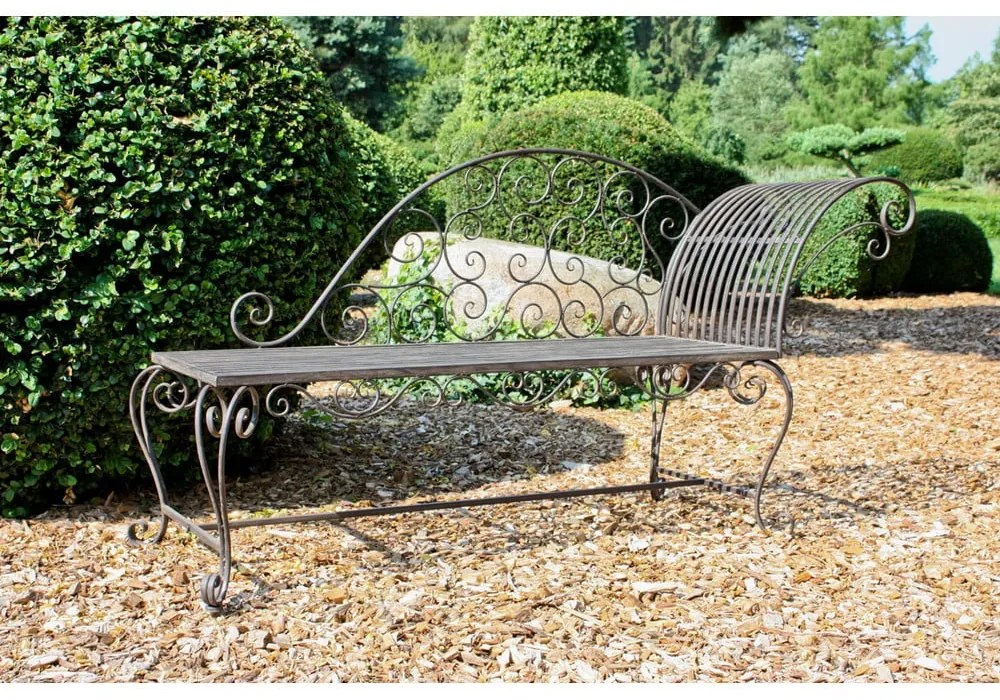 Bancă de grădină neagră/maro închis din metal Lamington – Garden Pleasure