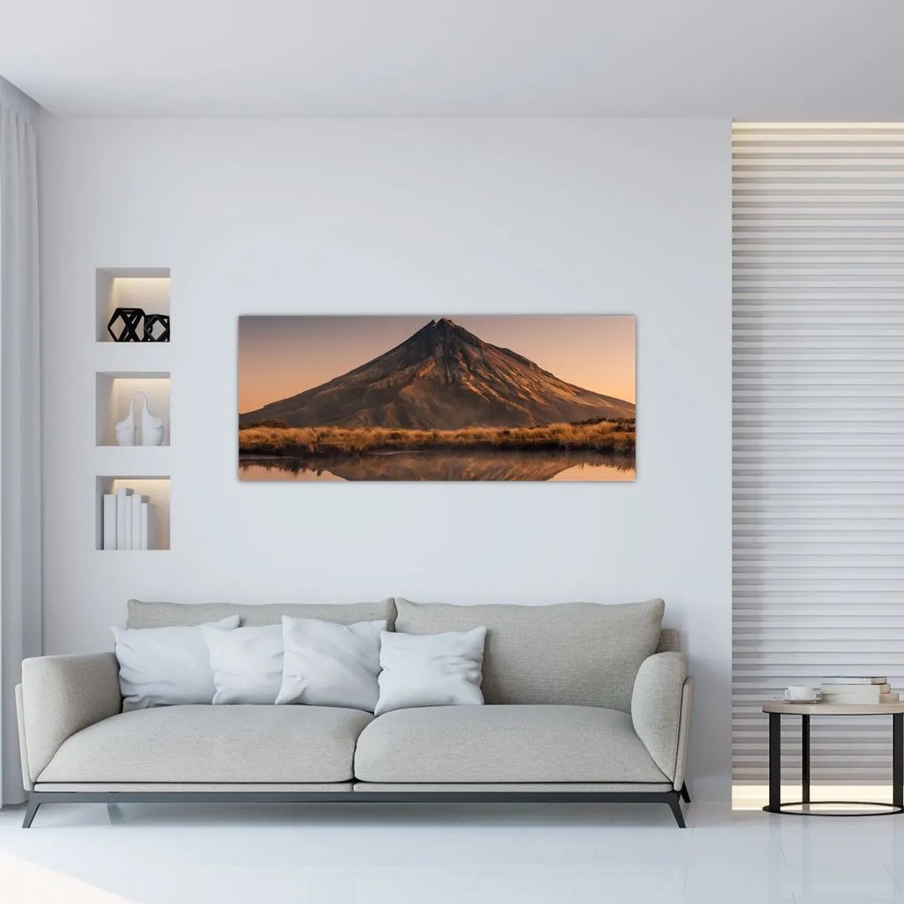 Tablou oglindirea muntelui Taranaki, Noua Zeelanda (120x50 cm), în 40 de alte dimensiuni noi