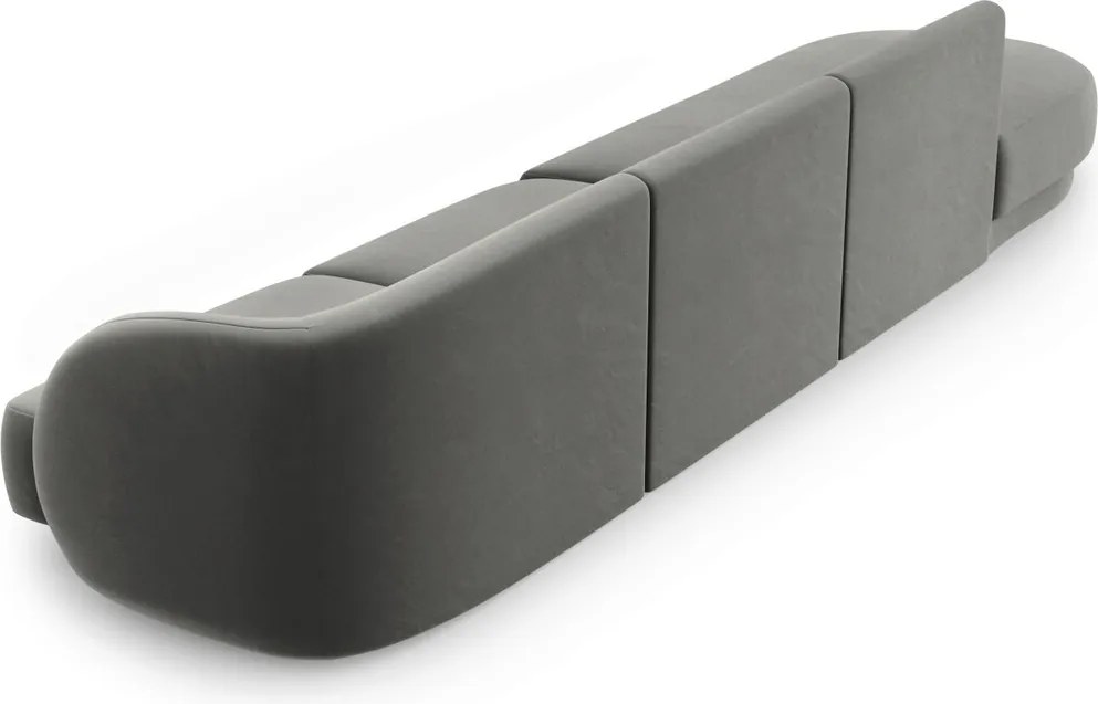 Canapea 4 locuri cotiera stanga, Miley, Micadoni Home, BL, 325x85x74 cm, catifea, gri deschis