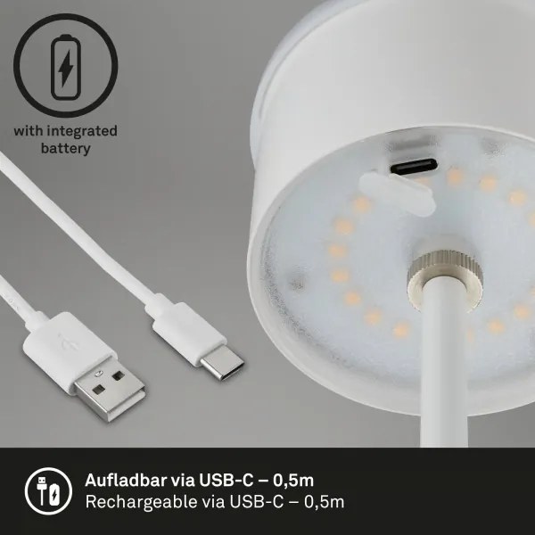 Brilo - Lampă de birou LED reîncărcabilă cu control tactil KIKI LED/2,6W/5V IP44 2600 mAh albă