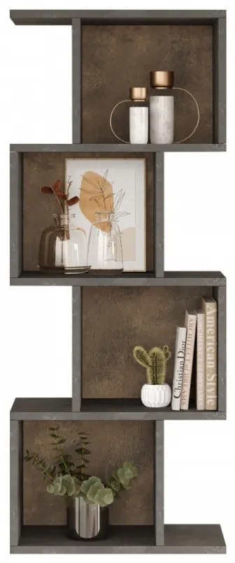 Biblioteca Living LF1-GP, PAL Melaminat, Gri / Bronz