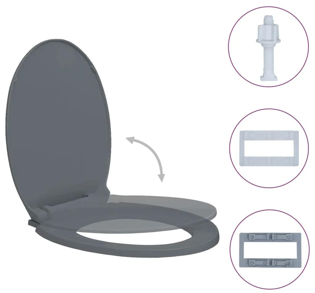 Capac WC cu inchidere silentioasa, gri, oval 1, Gri, nu